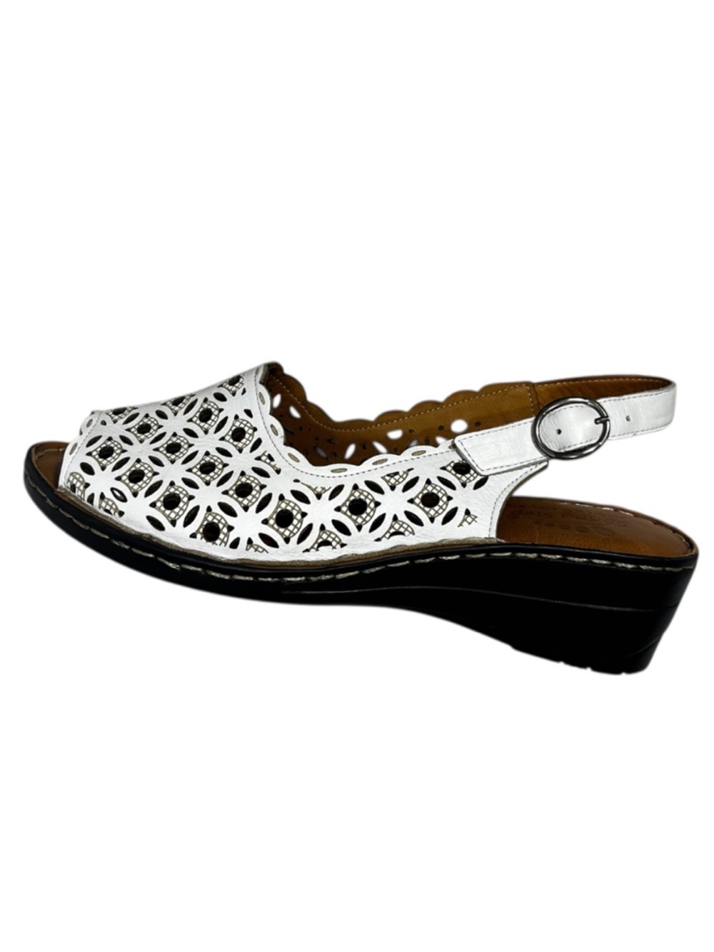 Spring Step Beliziana White Cut Out Slingback Wedge Sandals Women’s 9/40